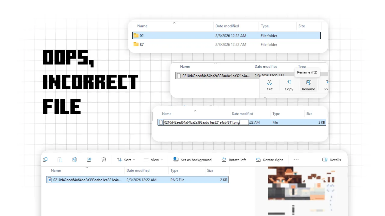 incorrect file